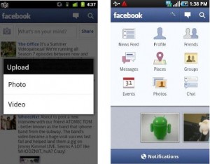 Facebook Android version 1.6 - now with support Video Upload